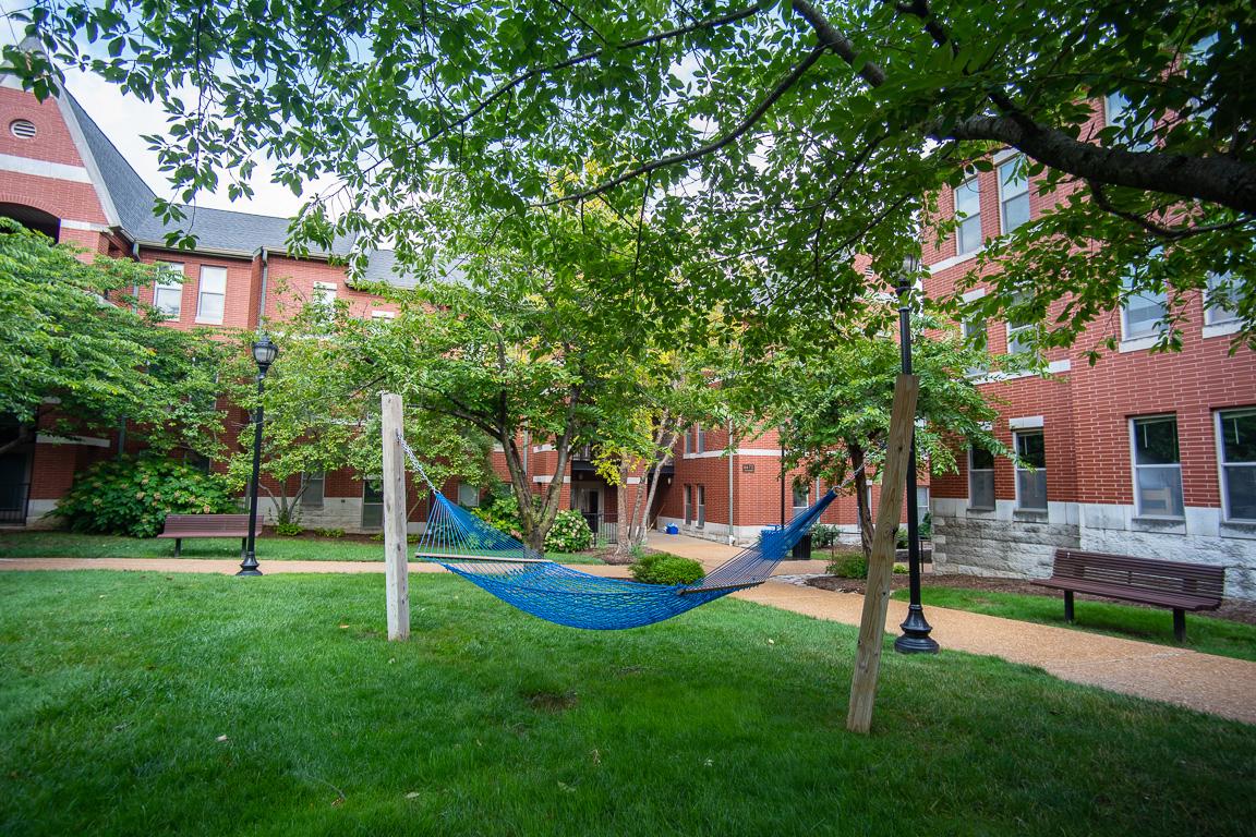 View of hammock outside the village apartments