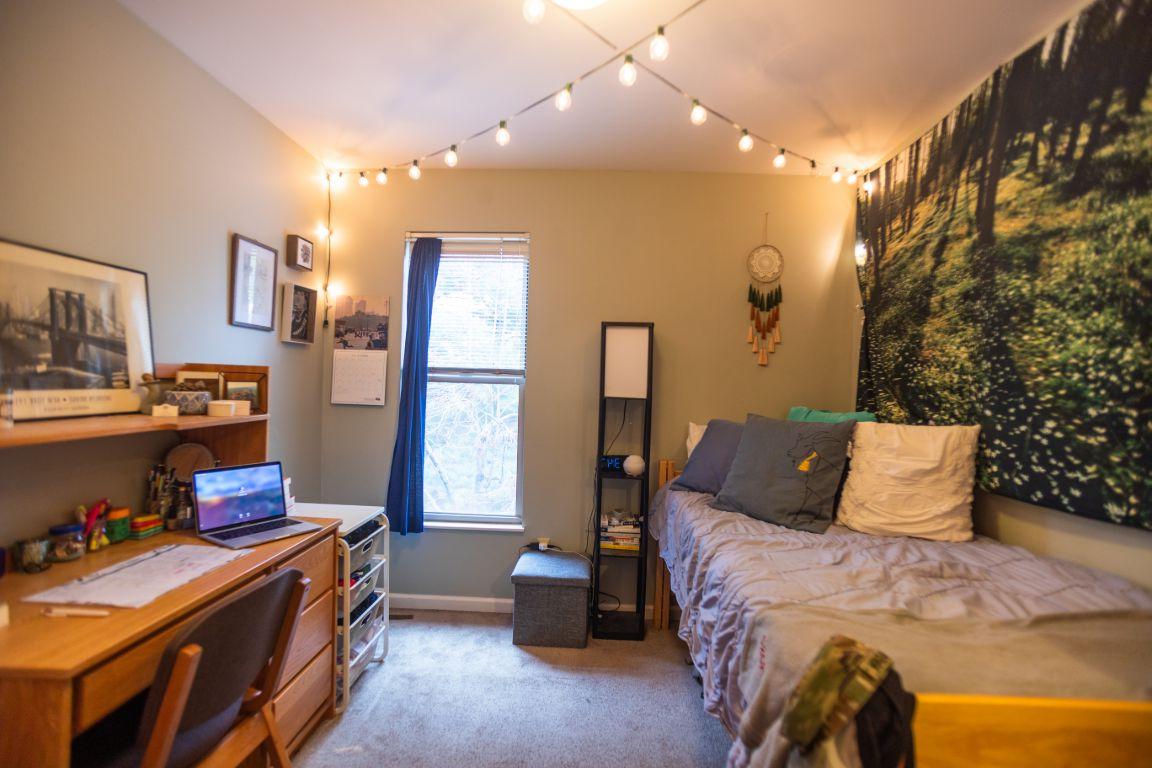 Bedroom in the Village Apartments.