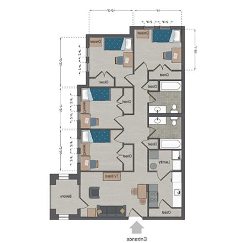 Village Apartments Quad 1 floor plan